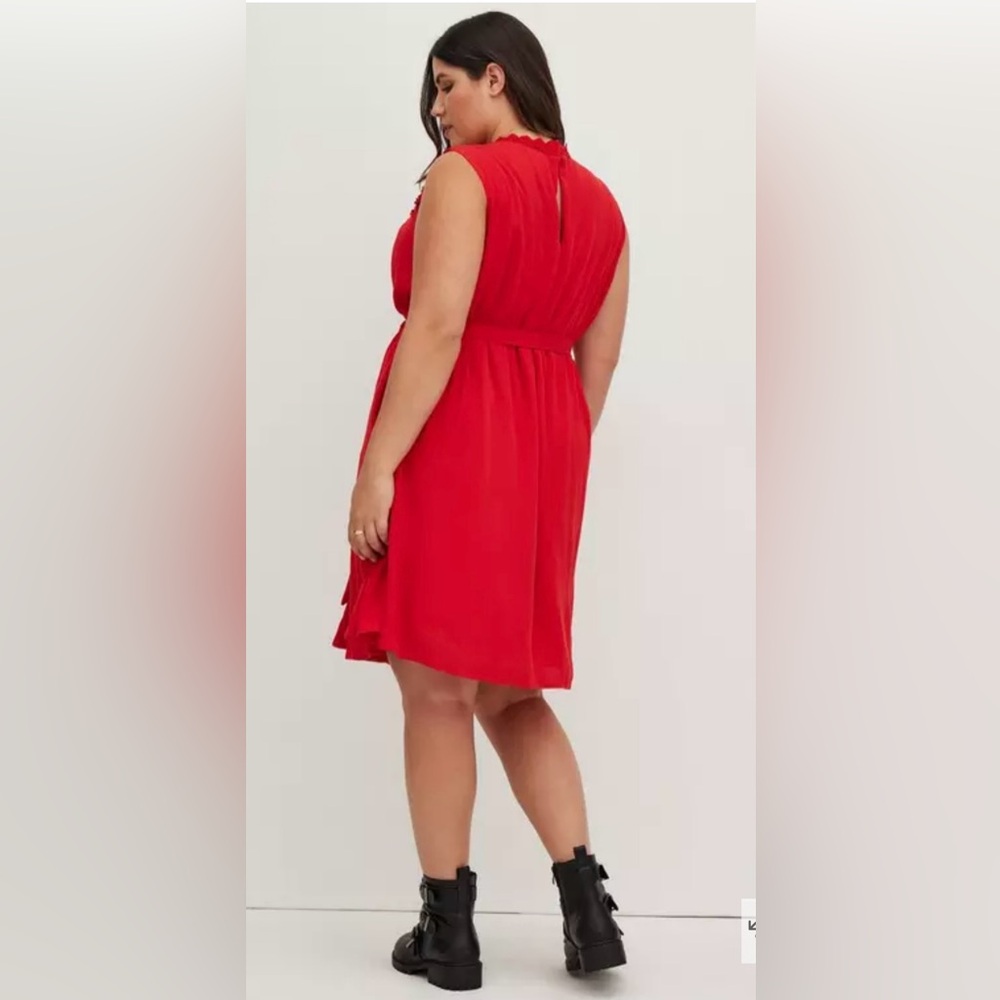 Torrid Red Mini Dress with Lace Detail - Picture 3 of 8